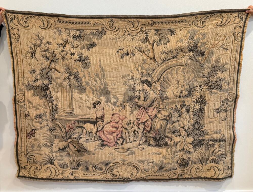 Large French/Belgian Jacquard Woven Pastoral Wall Tapestry 66” x 49”